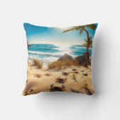 Sea  Crabs on Tropical Beach – Serene Ocea クッション (裏面)