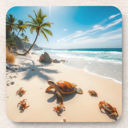 Sea  Crabs on Tropical Beach – Serene Ocea コースター (正面)