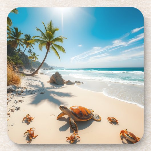 Sea Crabs on Tropical Beach – Serene Ocea コースター (正面)