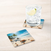 Sea  Crabs on Tropical Beach – Serene Ocea スクエアペーパーコースター (インサイチュ)