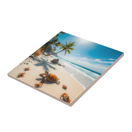 Sea  Crabs on Tropical Beach – Serene Ocea タイル (側面)