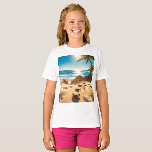 Sea  Crabs on Tropical Beach – Serene Ocea Tシャツ (正面フル)