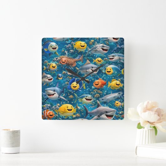 Sea creature wall clock スクエア壁時計 (ホーム)