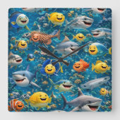 Sea creature wall clock スクエア壁時計 (正面)