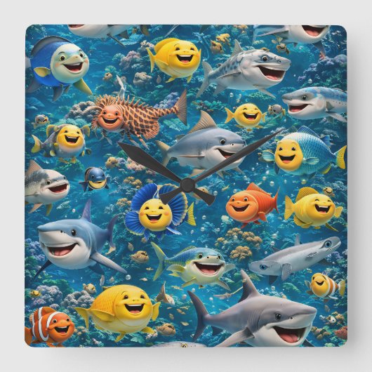 Sea creature wall clock スクエア壁時計 (正面)