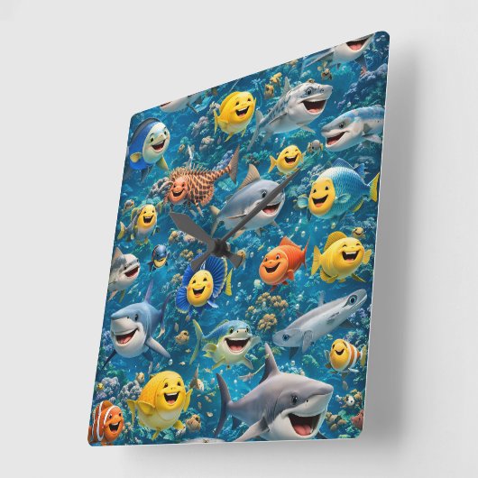 Sea creature wall clock スクエア壁時計 (傾斜)