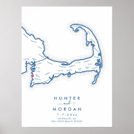Sea Crest ウェディング ネイビー モダン ゲストブック ポスター