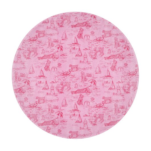 Sea Dog Toile Pink カッティングボード (正面)