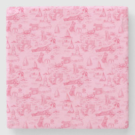 Sea Dog Toile Pink ストーンコースター
