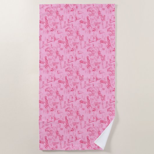 Sea Dog Toile Pink  ビーチタオル (正面)
