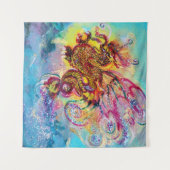 SEA DRAGON AND BLUE WAVES ファンタジー タペストリー (正面(横))