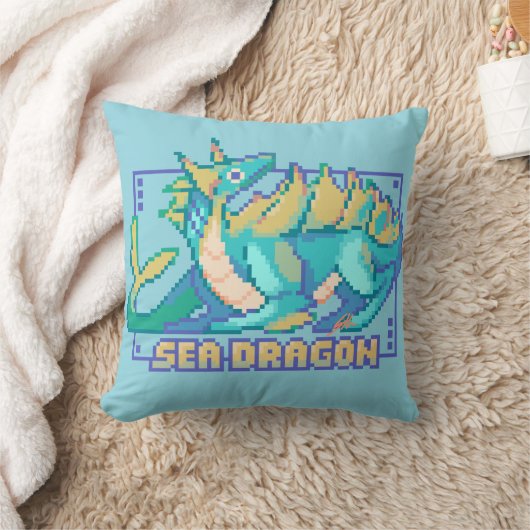 Sea Dragon, Pixel Art, pixelart クッション (ブランケット)
