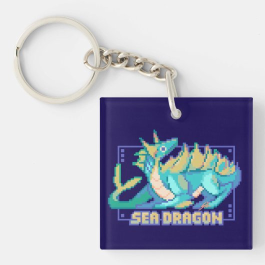 Sea dragon, zee draak pixel art キーホルダー (正面)