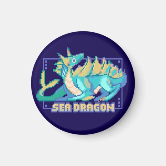 Sea dragon, zee draak pixel art マグネット (正面)