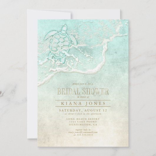 Sea Foam Beach Wedding Bridal Shower ID837 招待状 (正面)