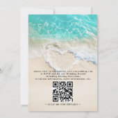 Sea Foam Heart Beach Elegant QR Code Wedding 招待状 (裏面)