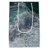 Sea foam photography with Doodle hearts ミディアムペーパーバッグ (裏面)