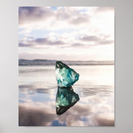 Sea glass at sunset photo print ポスター (正面)