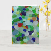Sea glass, beach glass art photo greeting card カード (黄色い花)