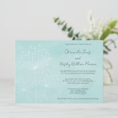 Sea Glass Green Dandelions Wedding 招待状 (スタンド正面)