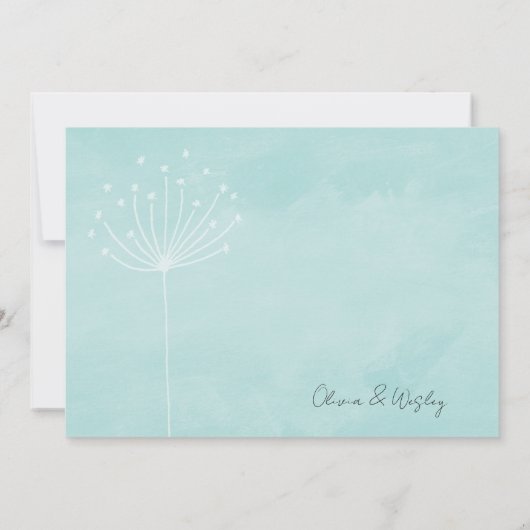 Sea Glass Green Dandelions Wedding 招待状 (裏面)