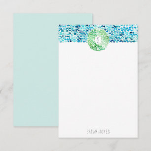 Sea Glass Hand 色彩の鮮やか Watercolorノートカード-アクア 招待状