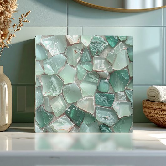 Sea Glass Mosaic Sea Foam Green ID1183 タイル