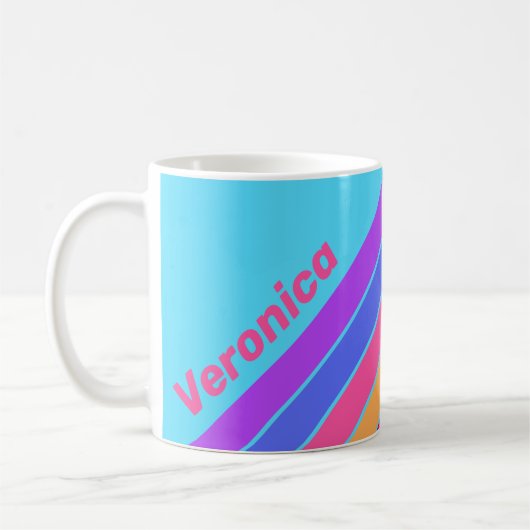 Sea Glass Stripes with Name コーヒーマグカップ (左)