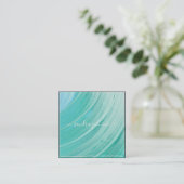 Sea Glass Tides | 海の青い水彩ビジネス スクエア名刺 (スタンド正面)