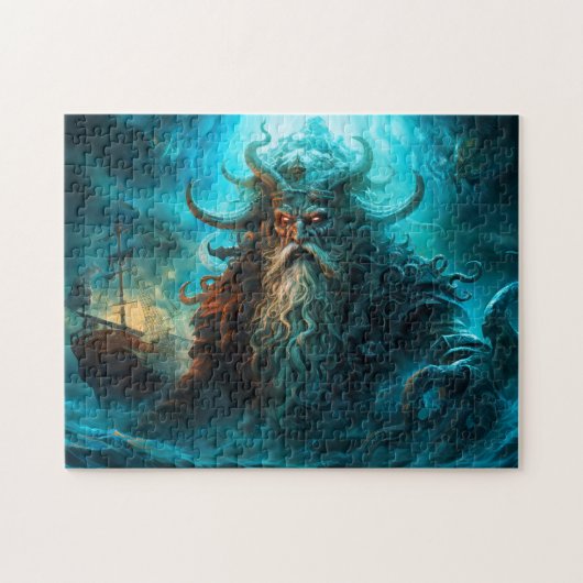Sea God Rising from Ocean Fantasy Painting ジグソーパズル (横)