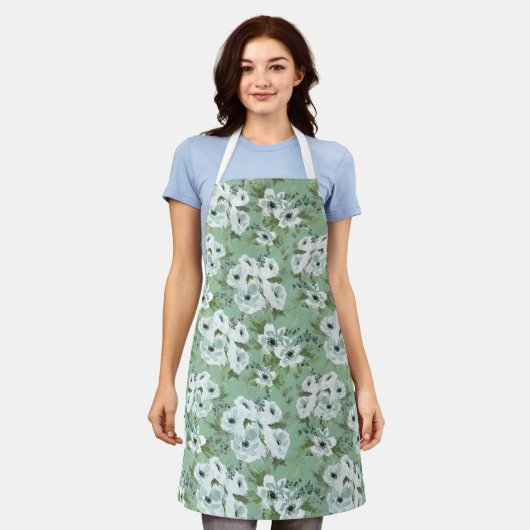 Sea green anemone All-Over Print Apron エプロン (着用した状態)