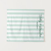 Sea Green Cabana Stripe オリジナル ウェディング タペストリー (正面(横))