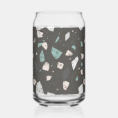 Sea Green & Grey Chips Retro Terrazzo Pattern ガラス缶 (裏面)