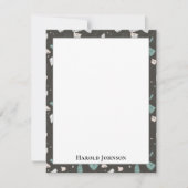 Sea Green Grey Glass Chips Terrazzo Pattern Frame ノートカード (正面)