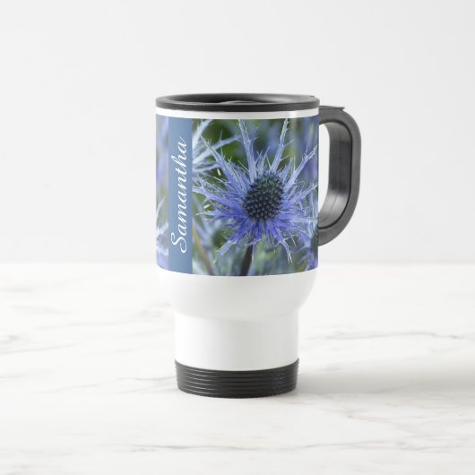 Sea Holly Thistle Personalised トラベルマグ (正面右)