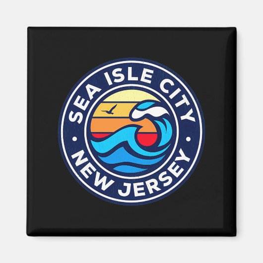 Sea Isle City New Jersey Nj Nautical Waves 5 T Shi マグネット (正面)