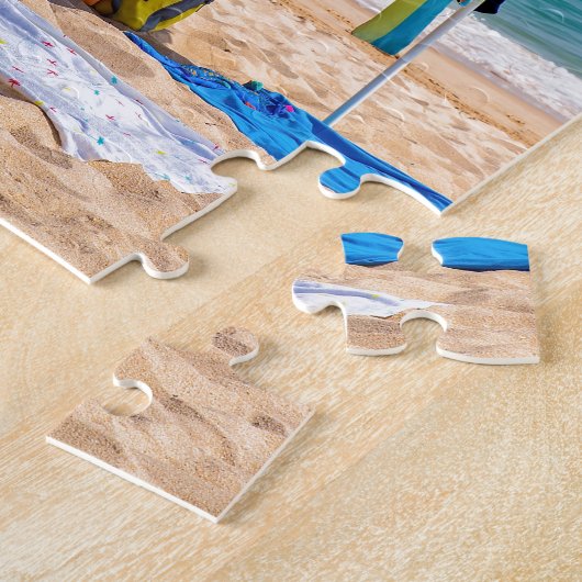 sea.JPGの2つの日傘そしてビーチの供給 ジグソーパズル (側面)