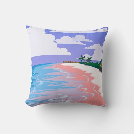 Sea landscape of tropical beach with pink sand,  b クッション (正面)