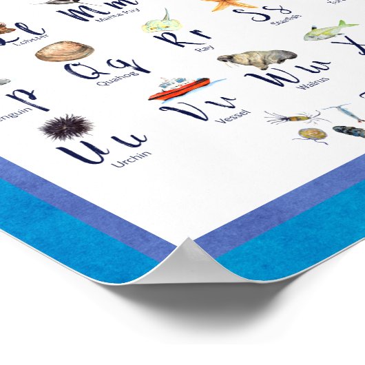 Sea Life Ocean Animals Alphabet for Kids ポスター (角)