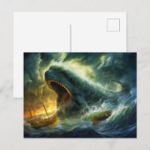 Sea Monster Emerging from Waves Fantasy Painting ポストカード (正面/裏面)