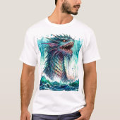 Sea Monster Rising Ocean Horrror Tシャツ (正面)