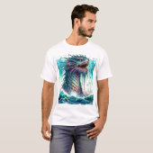 Sea Monster Rising Ocean Horrror Tシャツ (正面フル)