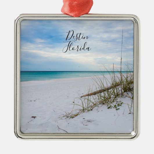 Sea Oats And White Sand Beach Morning Ornament メタルオーナメント (正面)