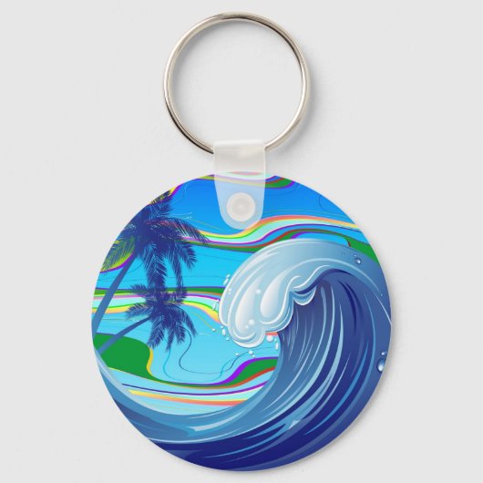 Sea Ocean big Wave Water keychain キーホルダー (正面)