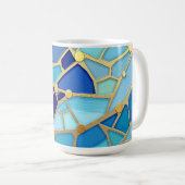 Sea of Waves Blue and Gold Mosaic Fine Art コーヒーマグカップ (正面右)