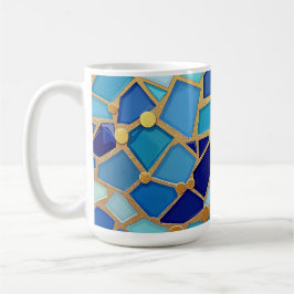 Sea of Waves Blue and Gold Mosaic Fine Art コーヒーマグカップ