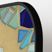 Sea of Waves Blue and Gold Mosaic Fine Art ピックルボールラケット (左詳細)