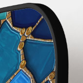 Sea of Waves Blue and Gold Mosaic Fine Art ピックルボールラケット (左詳細)