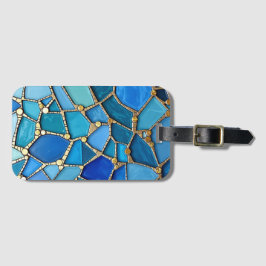 Sea of Waves Blue and Gold Mosaic Fine Art ラゲッジタグ