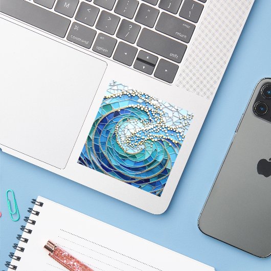 Sea of Waves Mosaic Art シール (ノートパソコンとiPhone)